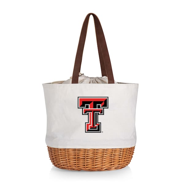 Picnic Time Family Of Brands NCAA Texas Tech Red Raiders Coronado Canvas and Willow Basket Tote - Picnic Bag 203-00-187-574-0 - main
