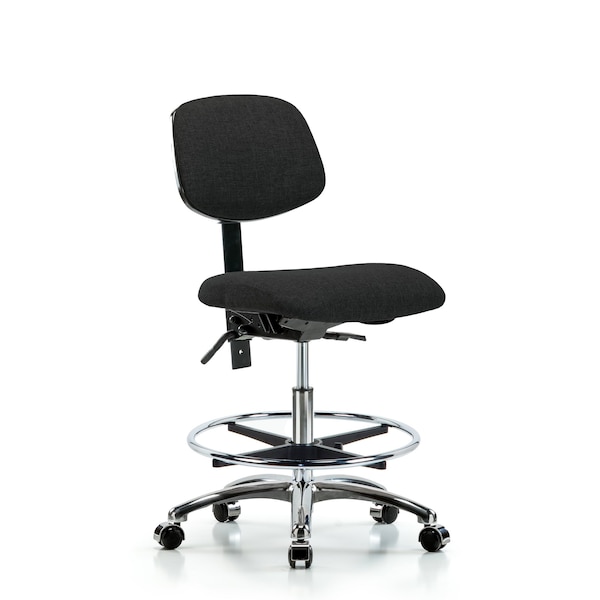 Blue Ridge Ergonomics Chair, Fab, Med Bench, Chr Tilt CF Cast, Blk, No Arms, 22" to 29" Height, Black BR-FMBCH-CR-T1-A0-CF-CC-F42 - main
