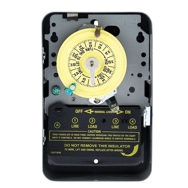 Intermatic 24-Hour Mechanical Time Switch, 208-277 VAC, 60Hz, DPST, Indoor Metal Enclosure, 1 Hour Interval T104 - main