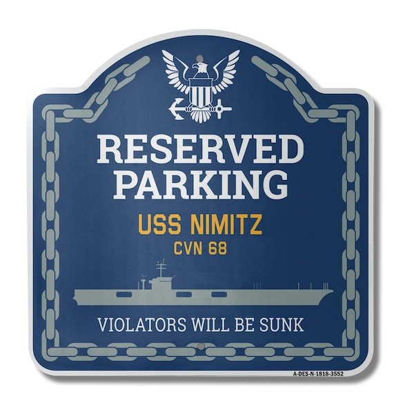 Signmission USS NIMITZ CVN 68, 18 Inch x 18 Inch, Heavy Gauge Aluminum A-DES-N-1818-3552 - main