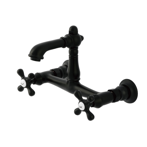 Kingston Brass Double-Handle Wall Mount Bathroom Faucet, Matte Black KS7250AX - main