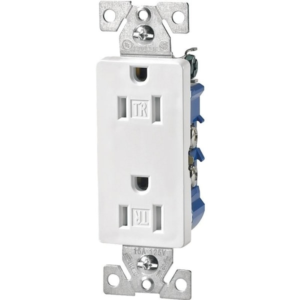 Eaton Wiring Devices Straight Blade Receptacle, 5-15R, 15 A, 125V AC, 2 Pole, 3 Wire, Flush Mount, Grounded TR1107W-BOX - main