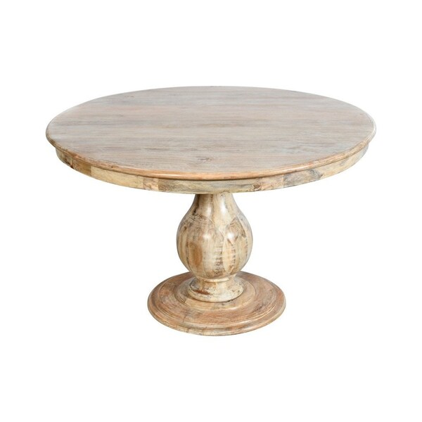 Homeroots 48" Natural Solid Wood Pedestal Base Round Top Dining Table 605985 - main