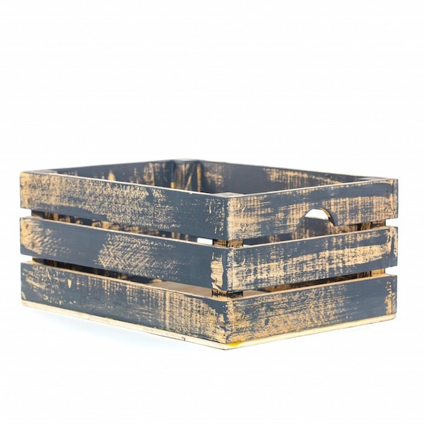 Homeroots 12" Organic Charcoal and Natural Distressed Wood Stacking Milk Crate 471947 - main