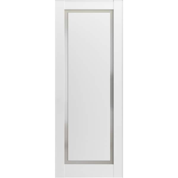 Sartodoors Slab Barn Door Panel 36 x 80in, Planum 0888 Painted White W/ Frosted Glass, Pocket Closet Sliding PLANUM0888S-BEM-36 - main