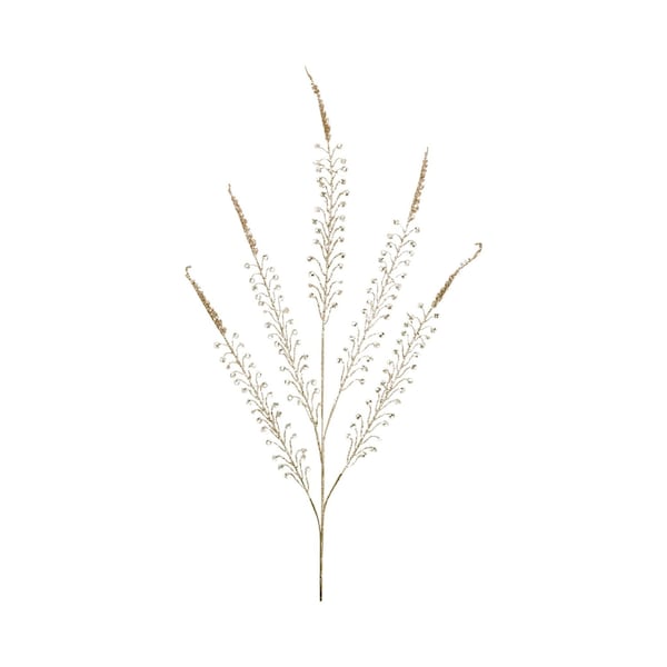 Homeroots Set of Two Gold And Clear Faux Crystal Beaded Linear Fern Wreath Sprays, 2PK 633189 - main