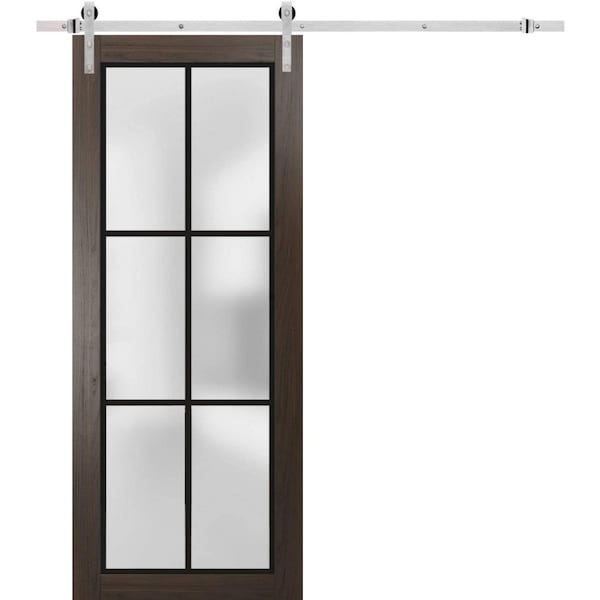 Sartodoors Sturdy Barn Door Frosted Tempered Glass Planum 2122 42x80 Solid Core Modern Interior PLANUM2122BD-S-CA-42 x 80 - main