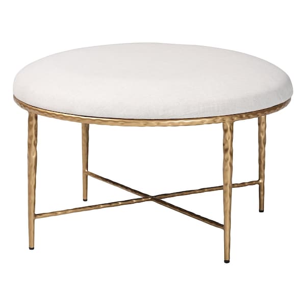 Baxton Studio Fumiye Ottoman with Hand-Forged Metal Frame, Round 30" 270-14710-ZORO - main