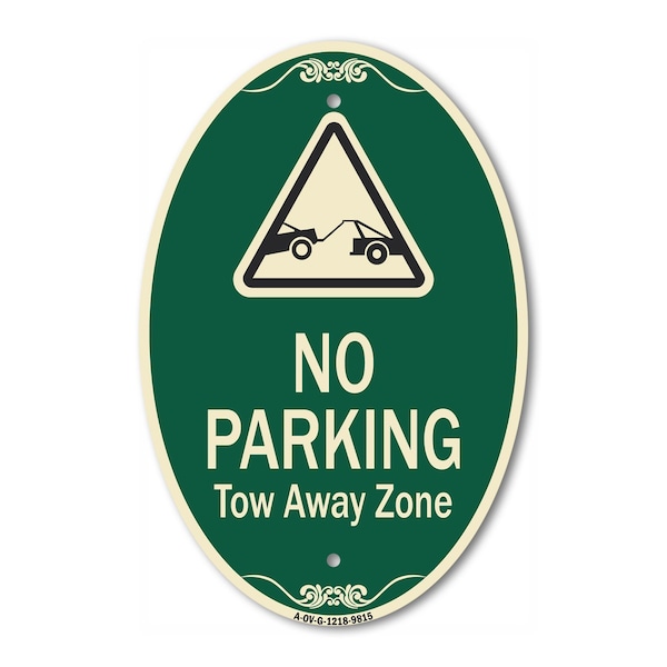 Signmission No Parking Tow Away Zone With Graphic, 12 Inch X 18 Inch Designer, Heavy Gauge Aluminum A-OV-G-1218-9815 - main