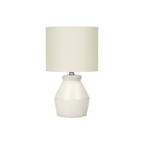 Homeroots 17" Cream Ceramic Geometric Table Lamp With Cream Drum Shade 545875 - main