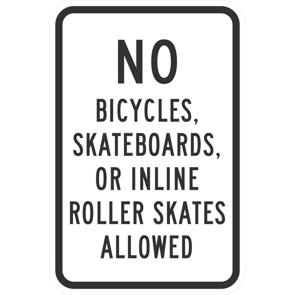 Lyle No Bicycles, Skateboards, Or Inline/Rollerskates, 12x18, Diamond Grade, White G-2630-DG_12x18 - main