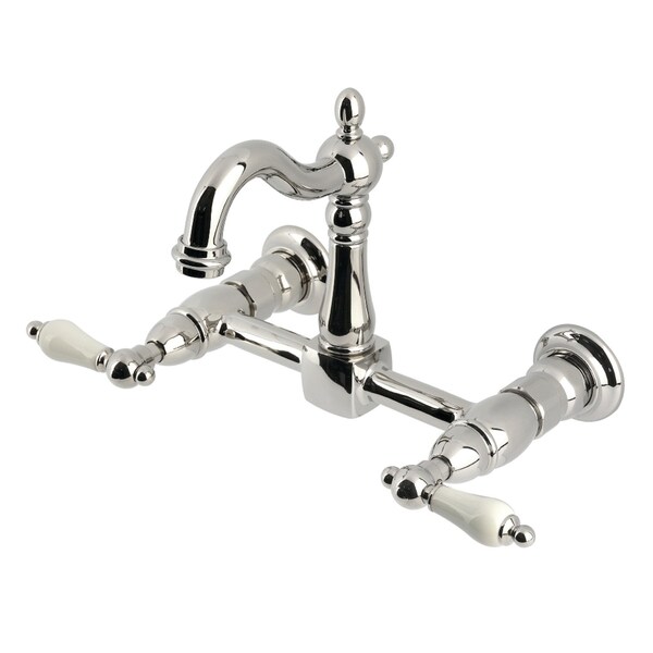 Kingston Brass Two-Handle Wall Mount Bridge Kitchen Faucet, Polished Nickel KS2446PL - main