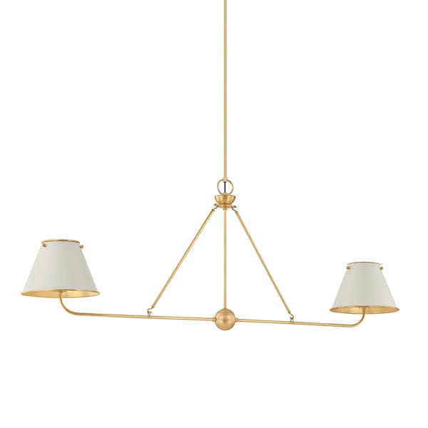Hudson Valley Lighting Burghley Linear in Aged Brass/Off-White by Mark D. Sikes MDS2001-AGB/OW - main