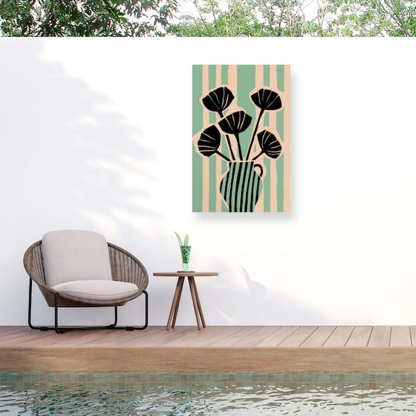 Trademark Fine Art Outdoor Canvas Art Treechild Stripedstilllifeno1 Fullsize Wall Art for Patios, or Gardens 1X28855-OC3047WR - main