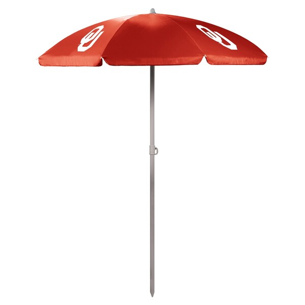 Picnic Time Family Of Brands NCAA Oklahoma Sooners Outdoor Canopy Sunshade Beach Umbrella 5.5' - Red 822-00-100-454-0 - main