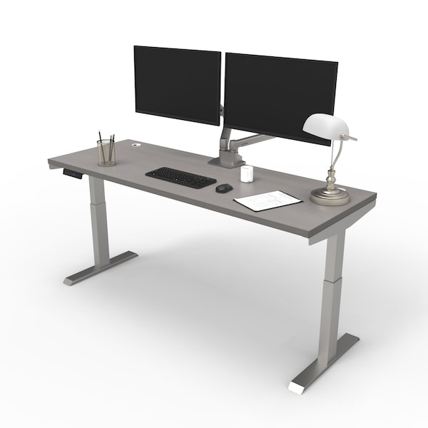 We'Re It Electric Sit Stand Desk, 46.25 H, 24 W X Laminate wood, metal, Brushed Silver, Sarum Twill VL22BS7224-8827 - main