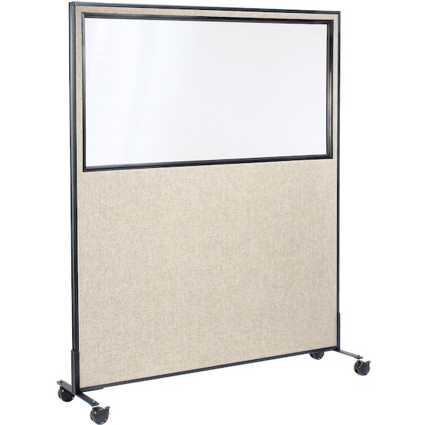 Global Industrial Interion Mobile Office Partition Panel with Partial Window, 60-1/4"W x 75"H, Tan 694987MTN - main