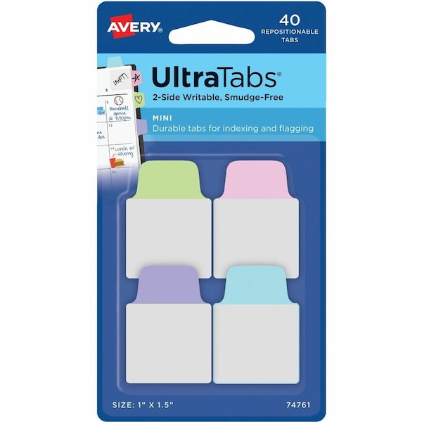 Avery Dennison Ultra Tab, Assorted, Pk40, Width: 1-1/2" 74761 - main