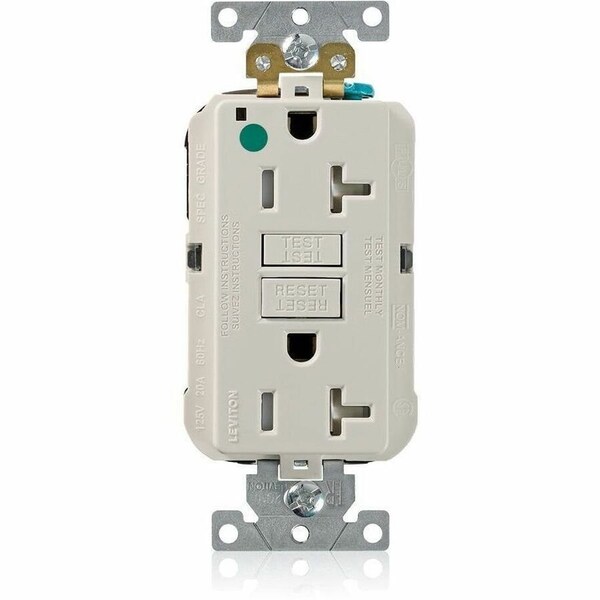 Leviton Self-Test GFCI Receptacle, Lev-Lok, 20 Amp, 125 VAC, 5-20R NEMA MGFT2-HGT - main