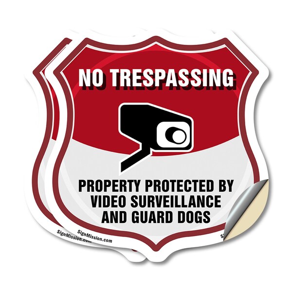 Signmission No Trespassing Shield Sign Property Prot, 6 inch X 6 inch, Vinyl Decal, 2PK SHI-D-2PACK-6-416 - main