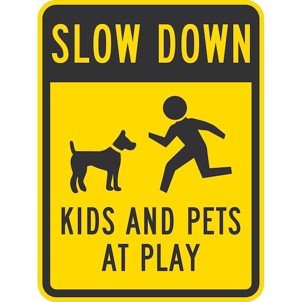 Lyle Slow Down (Sym) Kids And Pets At Play, 18x24, High Intensity Prismatic, Yellow G-10622-HI_18x24 - main
