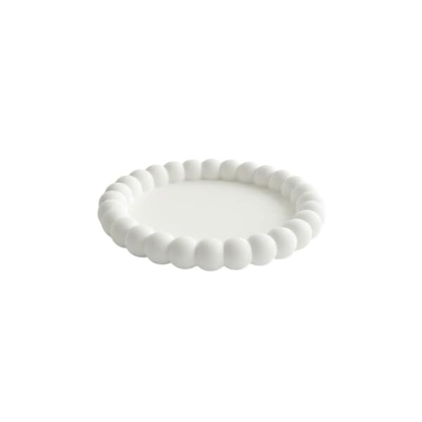 Homeroots 6in White Resin Handmade Round Trinket Tray 724183 - main