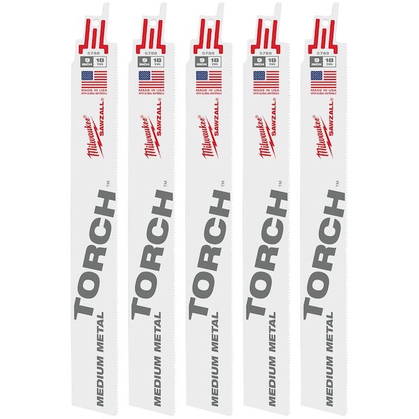 Milwaukee Tool 9" 18 TPI The Torch SAWZALL Blades (5 Pk) 48-00-5788 - main