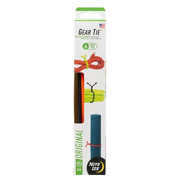 Gear Tie TwistTie, 62 mm Dia, 18 in L, Rubber, BlackLight OrangeNeon Yellow GTPP18-A1-R8 - main