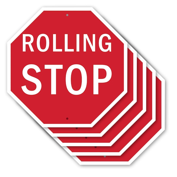 Signmission Rolling Stop, 10 inch X 10 inch, Aluminum Metal Signs, 5PK OC-A-5Pack-10-64 - main