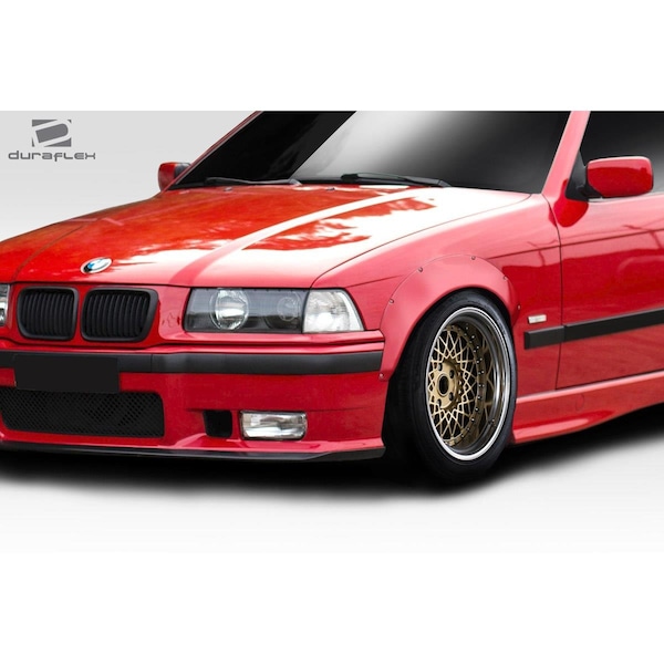 Duraflex 1992-1998 BMW 3 Series E36 RBS Front Fender Flares, Signature Black, 2PK 113676 - main