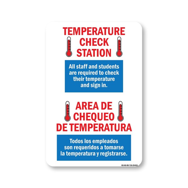 Signmission PSA, Temperature Check Station Spanish, 10in X 7in Peel And Stick Wall Graphic, OS-NS-RD-710-25433 OS-NS-RD-710-25433 - main