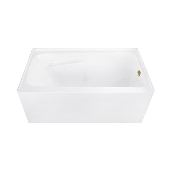 Kingston Brass 54" Acrylic Rectangular 3-Wall Alcove Tub Combo w/ Armrests in Glossy White/Antique Brass CVTAP543023R3 - main