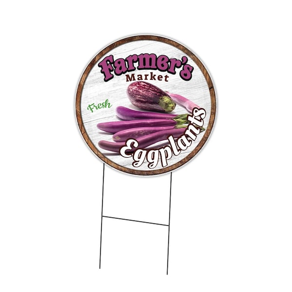 Signmission Farmers Market Eggplants Double Sided Corrugated Plastic Circle Yard Sign, C-24-CIR-DS-WS-Eggplants C-24-CIR-DS-WS-Eggplants - main