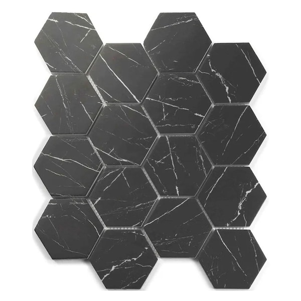 Apollo Tile Aloha 10 x 12 in. Polished Black with White Vein Glass, Wall and Floor Tile 8.29 sq ft/case, 10PK APLNNH8816BKA - main