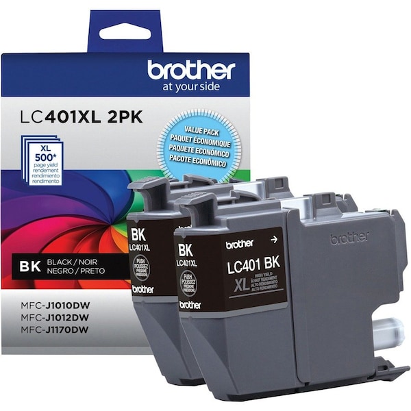 Brother High Yield Black Ink Cartridge, 2PK LC401XL2PKS - main