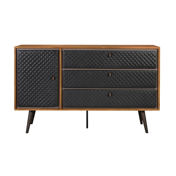 Homeroots 63" Brown and Black Solid Wood Three Drawer Double Dresser 518625 - main