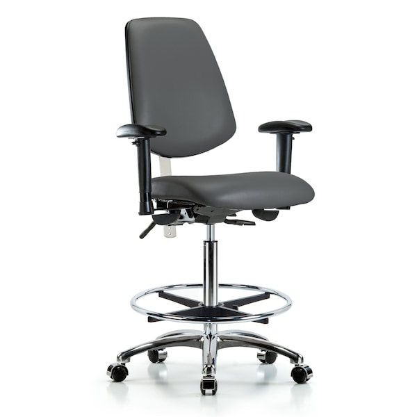 Blue Ridge Ergonomics Vinyl Clean Room Chair, Adjustable Arms BR-NCR-VHBCH-MB-CR-T1-A1-CF-CC-8823 - main