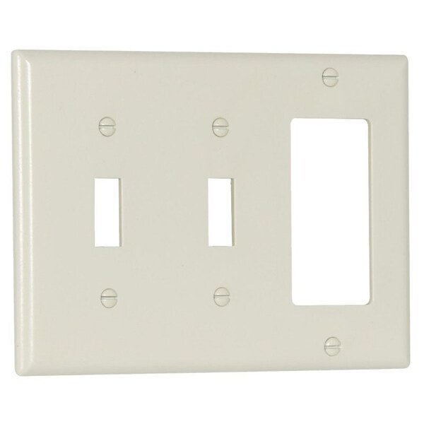 Eaton Wiring Devices Combination Wallplate, 4-1/2 in L, 2-3/4 in W, Standard, 3 -Gang, Thermoset 2173LA - main