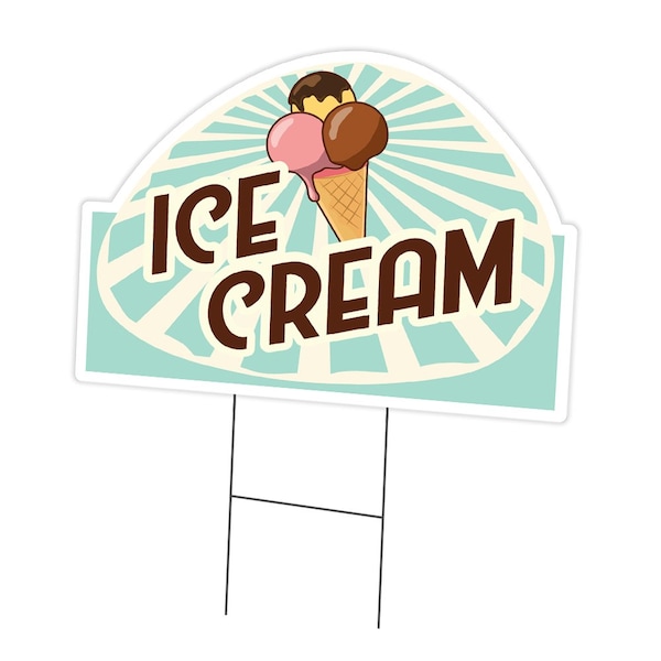 Signmission Ice Cream 3 Yard Sign & Stake outdoor plastic coroplast window, C-DC-1216-Ice Cream 3 C-DC-1216-Ice Cream 3 - main