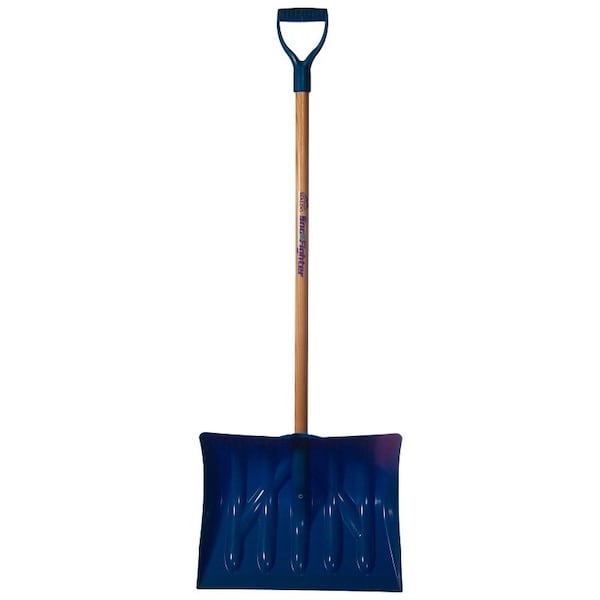 Mount Waldo Plastics 18 in. Blue Snow Shovel/Pusher W/Hardwood Shaft D-Grip Handle 18" BLUE SNOW SHOVEL - main