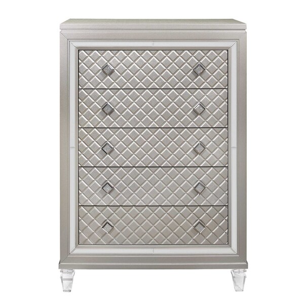 Homeroots Champagne Toned Chest With Tapered Acrylic Legs And 5 Drawers 384034 - main