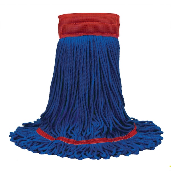 Nexstep Commercial Products Large MaxiPlus Microfiber Loop-End Mop, Blue w/Red Bands, 12PK 97207 - main