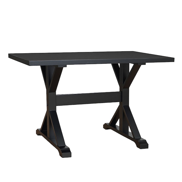 Homeroots 48" Black Solid Wood Trestle Writing Desk 516429 - main
