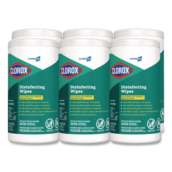 Clorox Disinfecting Wipes, 7 x 8, Fresh Scent, 75/Canister, 6PK 15949 - main