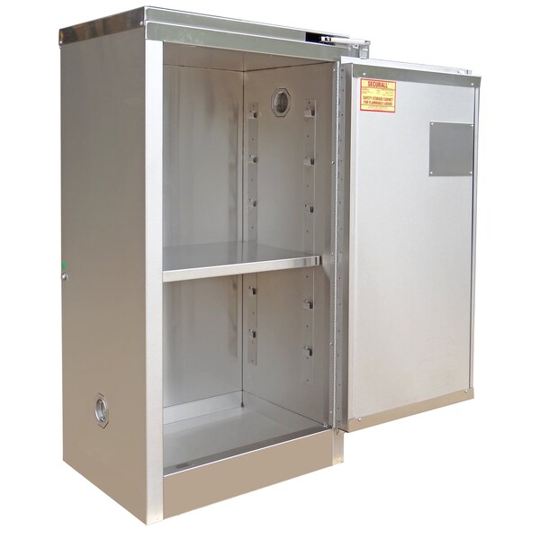 Securall Hazardous Material Storage Cabinet, 16 gal, 1 Shelves, Stainless Steel, 24 in W x 46 in H x 18 in D a310-ss - main