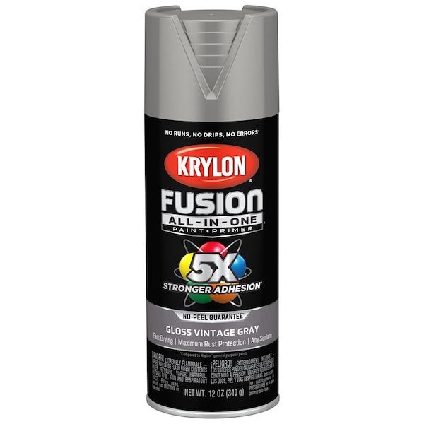 Krylon 12 Oz K02726007 Vintage Gray Fusion All-In-One Paint & Primer Spray Paint, Gloss K02725007 - main