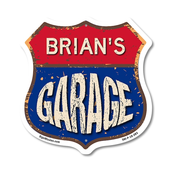 Signmission Brian's Garage, 18 Inch X 18 Inch, Plastic Sign SHI-P-18-383-BRIAN - main