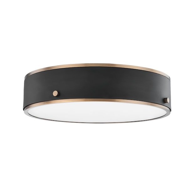 Troy Lighting Eli 1 Light Flush Mount 16 In. Patina Brass And Soft Off Black C8316-PBR/SFB - main