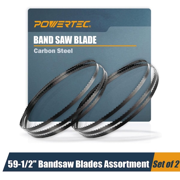 Powertec 59-1/2" High Carbon Steel Band Saw Blades for Wen 3959 Craftsman Ryobi Delta Skil 9" Bandsaw 13615 - main