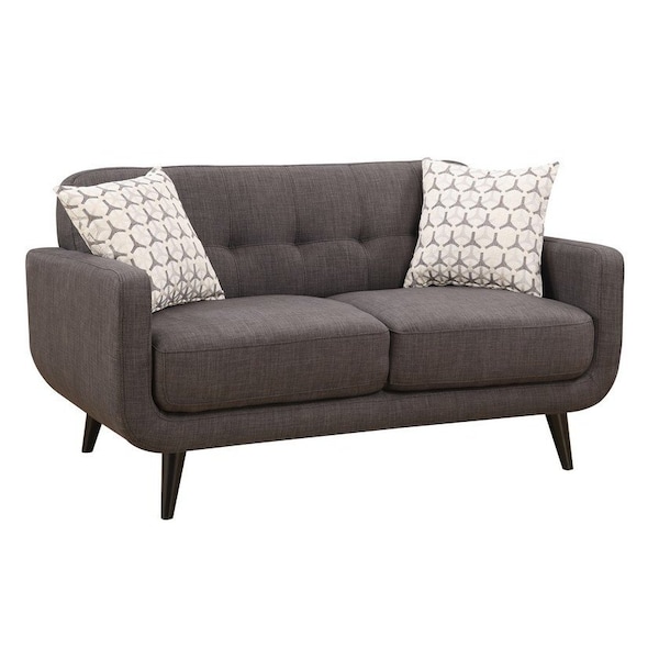 Homeroots 61in Charcoal And Black Loveseat and Toss Pillows 247986 - main